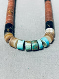 Native American Unique Vintage Santo Domingo Turquoise Pipestone Sterling Silver Necklace-Nativo Arts