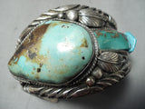 One Of The Best Vintage Native American Navajo Royston Turquoise Sterling Silver Leaf Bracelet-Nativo Arts