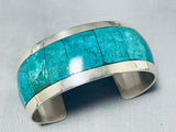 Stunning Native American Navajo Turquoise Sterling Silver Bracelet Signed Mel Francis-Nativo Arts
