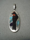 Exquisite Vintage Zuni Native American Turquoise Sterling Silver Bird Pendant-Nativo Arts