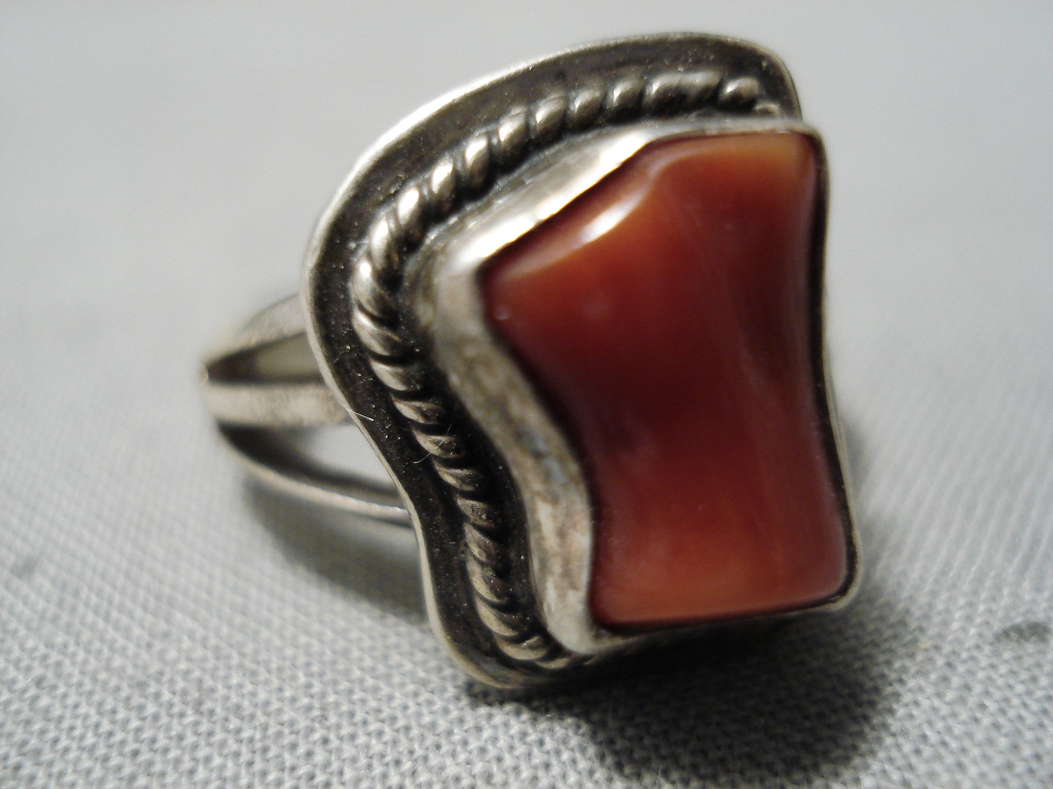 Chunky Dunky Coral Vintage Navajo Sterling Silver Native American Ring ...