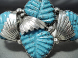 Turquoise Leaves Zuni Turquoise Sterling Silver Bracelet Native American-Nativo Arts