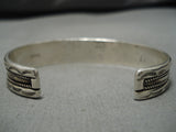 Important Vintage Native American Navajo Tommy Tso Riased Turquoise Sterling Silver Bracelet Old-Nativo Arts