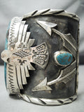 Colossal Native American Thunderbird Turquoise Sterling Silver Bracelet-Nativo Arts