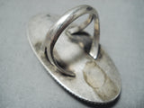 Enormous Vintage Native American Navajo Pilot Mountain Turquoise Sterling Silver Ring Old-Nativo Arts