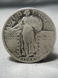 Spectacular Huge Sterling Silver 1928 Quarter Ring-Nativo Arts