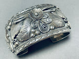 One Of The Best Vintage Native American Navajo Sterling Silver Leaf Bracelet Cuff-Nativo Arts