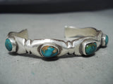 Wonderful Vintage Navajo Turquoise Sterling Silver Bracelet Native American Old-Nativo Arts