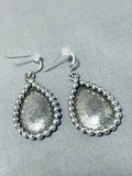 Fabulous Hand Tooled Native American Navajo Sterling Silver Dangle Earrings-Nativo Arts