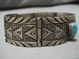 One Of The Best Clasp Vintage Native American Navajo Turquoise Sterling Silver Link Bracelet Old-Nativo Arts