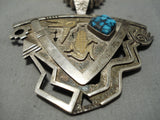 One Of The Best Vintage Native American Navajo Real Gold Sterling Silver Turquoise Necklace Old-Nativo Arts