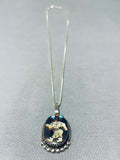 Dancing Kachina Vintage Native American Zuni Turquoise Sterling Silver Inlay Necklace-Nativo Arts