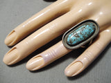 One Of The Best Vintage Native American Navajo Old Kingman Turquoise Sterling Silver Ring-Nativo Arts