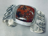 Jaw Dropping Dinosaur Bone Fossil Sterling Silver Bracelet Cuff-Nativo Arts