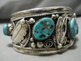 Colossal Vintage Native American Navajo Old Persin Turquoise Sterling Silver Bracelet Old-Nativo Arts