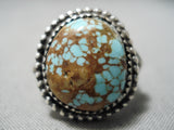 Important Vintage Native American Navajo Jeanette Dale #8 Turquoise Sterling Silver Ring-Nativo Arts