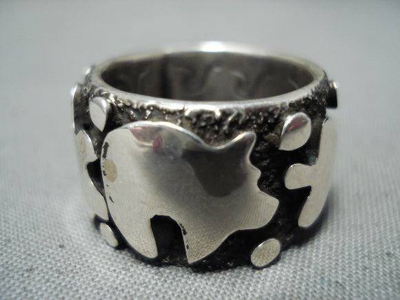 Extraordinary Vintage Navajo Sterling Silver Bear Ring Native American-Nativo Arts