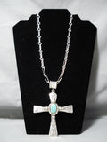 Native American Heavy Thick Cross Christian Turquoise Sterling Silver Necklace- Heavy!-Nativo Arts