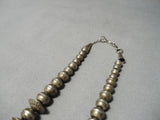 One Of The Best Vintage Native American Navajo Hand Wrought Sterling Silver Bead Necklace Old-Nativo Arts
