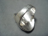 Rich Long Vintage Native American Navajo Kingman Turquoise Sterling Silver Ring Old-Nativo Arts