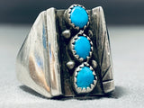 Exceptional Vintage Native American Navajo Sleeping Beauty Turquoise Sterling Silver Ring-Nativo Arts