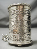Important Native American Navajo Hand Tooled Sterling Silver Turquoise Pillbox Necklace!!-Nativo Arts