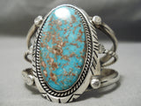 Quality Vintage Native American Navajo Blue Royston Turquoise Sterling Silver Bracelet-Nativo Arts