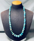 Native American Very Rare Rounded Turquoise Santo Domingo Turquoise Sterling Silver Necklace-Nativo Arts