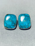 Bobby Johnson Vintage Native American Navajo Turquoise Sterling Silver Earrings-Nativo Arts