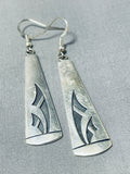 Important Stewart Dacawyma Vintage Native American Hopi Sterling Silver Earrings-Nativo Arts