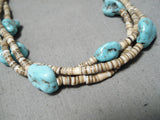 Superior Vintage Navajo Kingman Turquoise Necklace Native American Old-Nativo Arts
