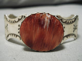 Exquisite Vintage Native American Navajo Red Spiny Oyster Shell Sterling Silver Bracelet Cuff-Nativo Arts