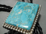 Superior Vintage Native American Navajo Squared Turquoise Sterling Silver Bolo Tie-Nativo Arts