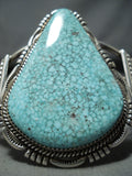 Spectacular Native American Navajo Signed Tight Spiderweb Turquoise Sterling Silver Bracelet-Nativo Arts