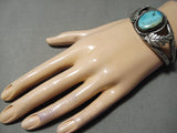 Incredible Vintage Native American Navajo Pilot Mountain Turquoise Sterling Silver Bracelet-Nativo Arts