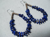 Fantastic Navajo Native American Lapis Sterling Silver Earrings-Nativo Arts