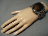Colossal Vintage Native American Navajo Petrified Wood Sterling Silver Bracelet Old-Nativo Arts