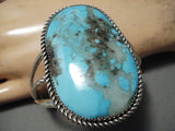 Excellent Vintage Native American Navajo Pilot Mountain Turquoise Sterling Silver Bracelet Old-Nativo Arts