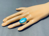 Outstanding Vintage Native American Navajo Kingman Turquoise Sterling Silver Ring-Nativo Arts