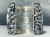 Native American 251 Grams Solid Sterling Silver Turquoise Buffalo Bracelet Cuff-Nativo Arts