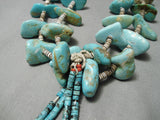 Huge Heavy Vintage Native American Navajo Royston Turquoise Jacla Necklace Old-Nativo Arts