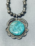 Signed Vintage Native American Navajo Blue Diamond Turquoise Sterling Silver Necklace-Nativo Arts
