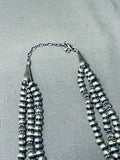 Lula Nez Vintage Native American Navajo Sterling Silver Unique Bead Necklace-Nativo Arts