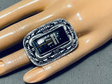 Clay Tom Intricate Inlay Native American Navajo Kachina Maiden Sterling Silver Ring-Nativo Arts