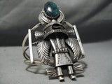 One Of Biggest Best Vintage Native American Navajo Turquoise Kachina Sterling Silver Bracelet-Nativo Arts