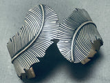 Extremely Detailed Leaf Vintage Native American Navajo Sterling Silver Bracelet Cuff-Nativo Arts