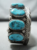 Signed Vintage Native American Navajo Morenci Turquoise Sterling Silver Bracelet-Nativo Arts