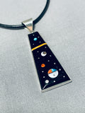 Herm Smith Night Sky Native American Navajo Turquoise Sterling Silver Necklace-Nativo Arts