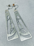 Incredible Harry Williams Native American Navajo Sterling Silver Dangle Earrings Signed-Nativo Arts