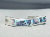 Jimmy Lee Native American Navajo Turquoise Charoite Jet Sterling Silver Bracelet-Nativo Arts